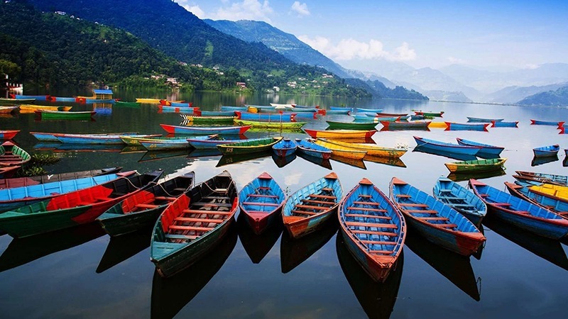pokhara; scenic lake city; phewa lake; peace pagoda