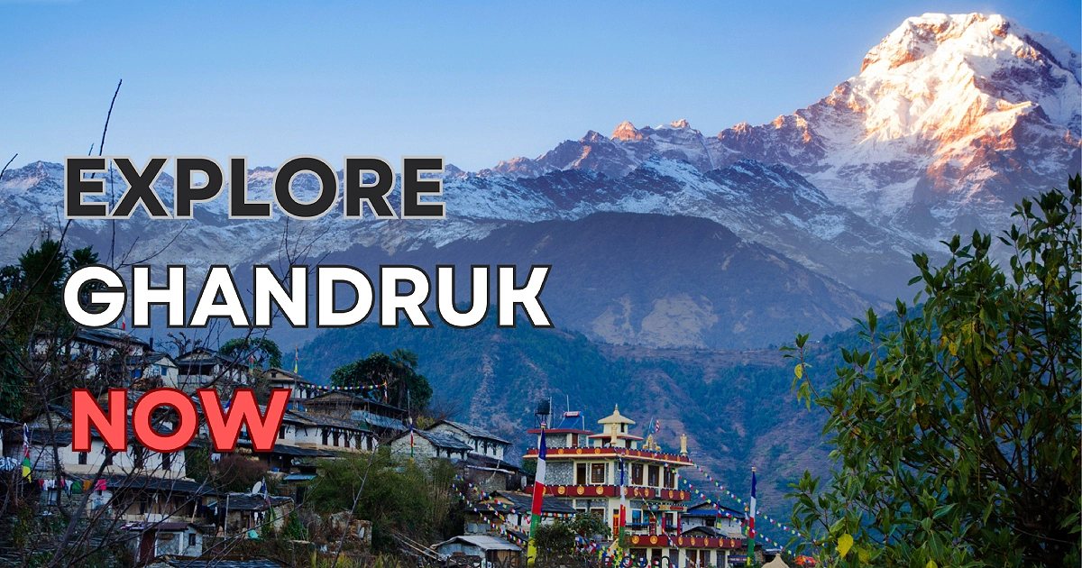 Panoramic view of Annapurna mountain range from Ghandruk village, Nepal