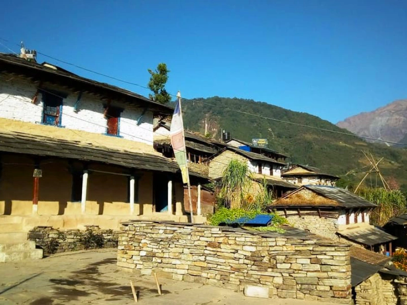 Traditional Gurung stone house in Ghandruk, Nepal