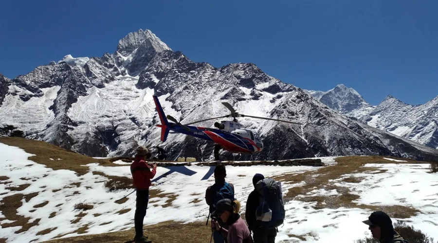 Tourists enjoying the view of Annapurna Base Camp