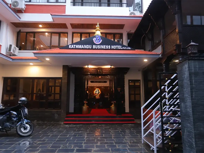 Peaceful garden setting at Kathmandu Business Hotel in Thamel